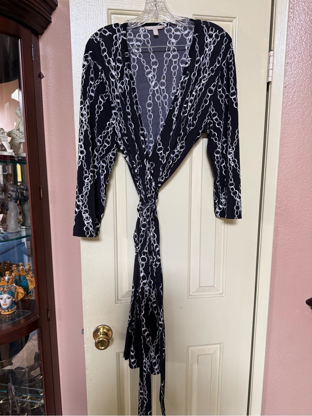 Banana Republic Black Midi Dress with White Chain Print